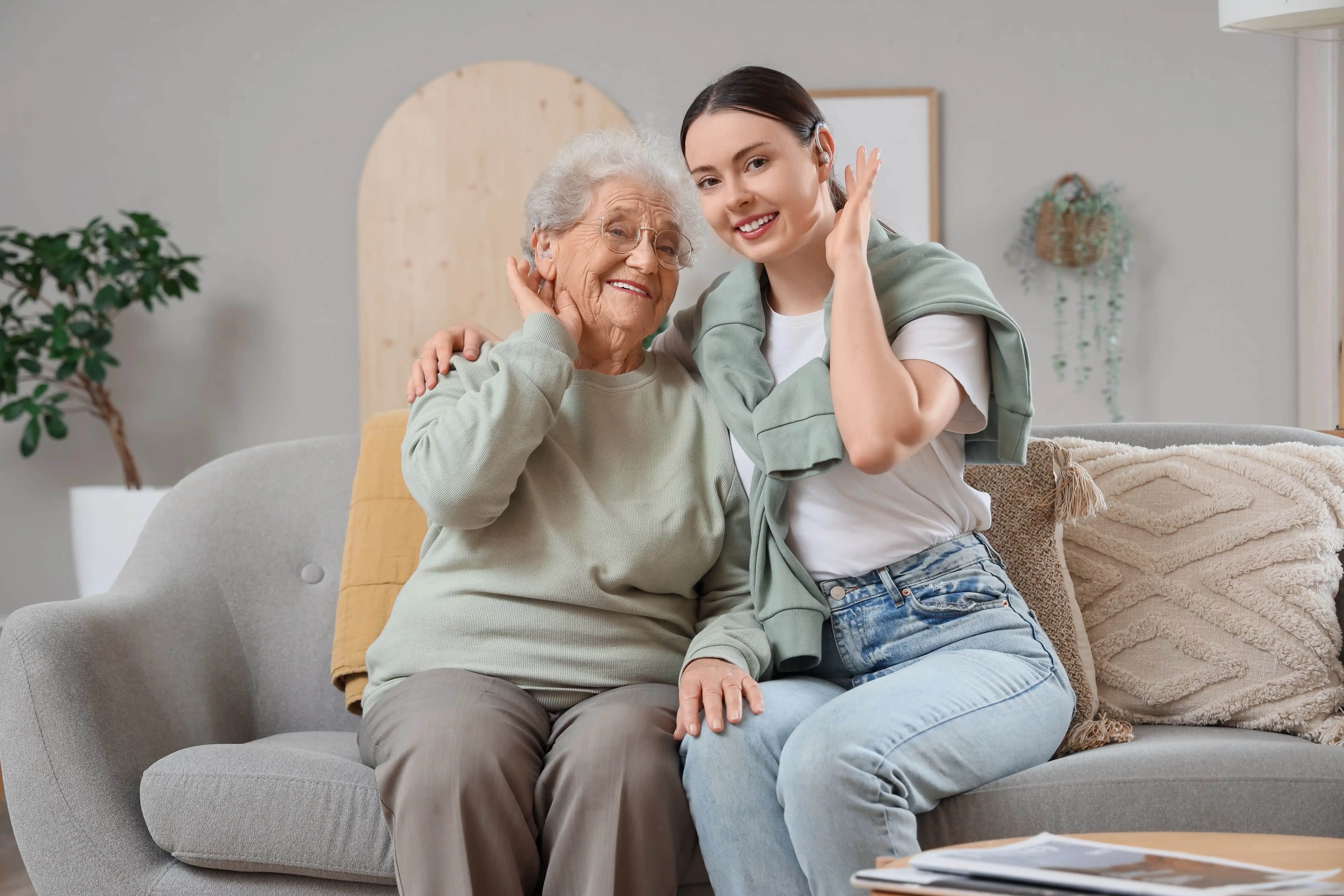 Family enjoying a moment together with hearing support